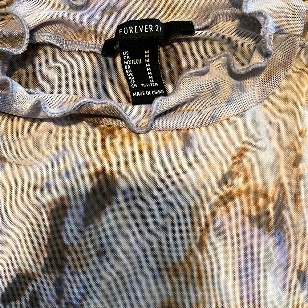Forever 21 Long Sleeve Tie-Dye Top - Brown and Gray